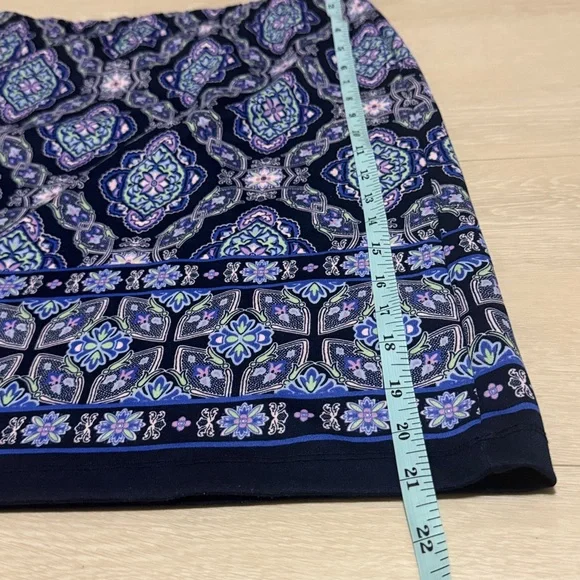 Talbots Blue and Pink Patterened A-Line Skirt - Picture 5 of 6